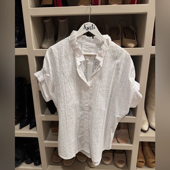JAG White Eyelet Ruffle Blouse - Picture 1 of 4
